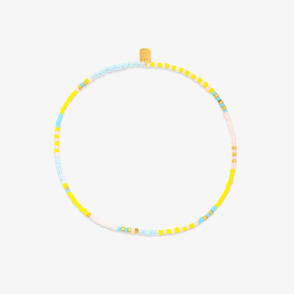 Pura Vida MIXED SEED BEAD GOLD STRETCH ANKLET - SUNSET BEACH - Image 2