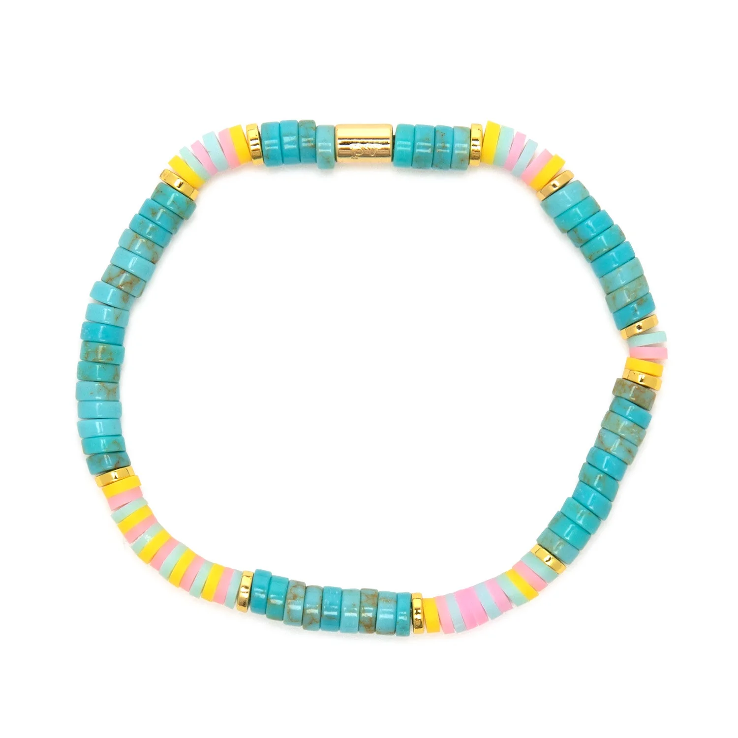 Pura Vida Turkis Vinyl Stretch Bracelet - GOLD