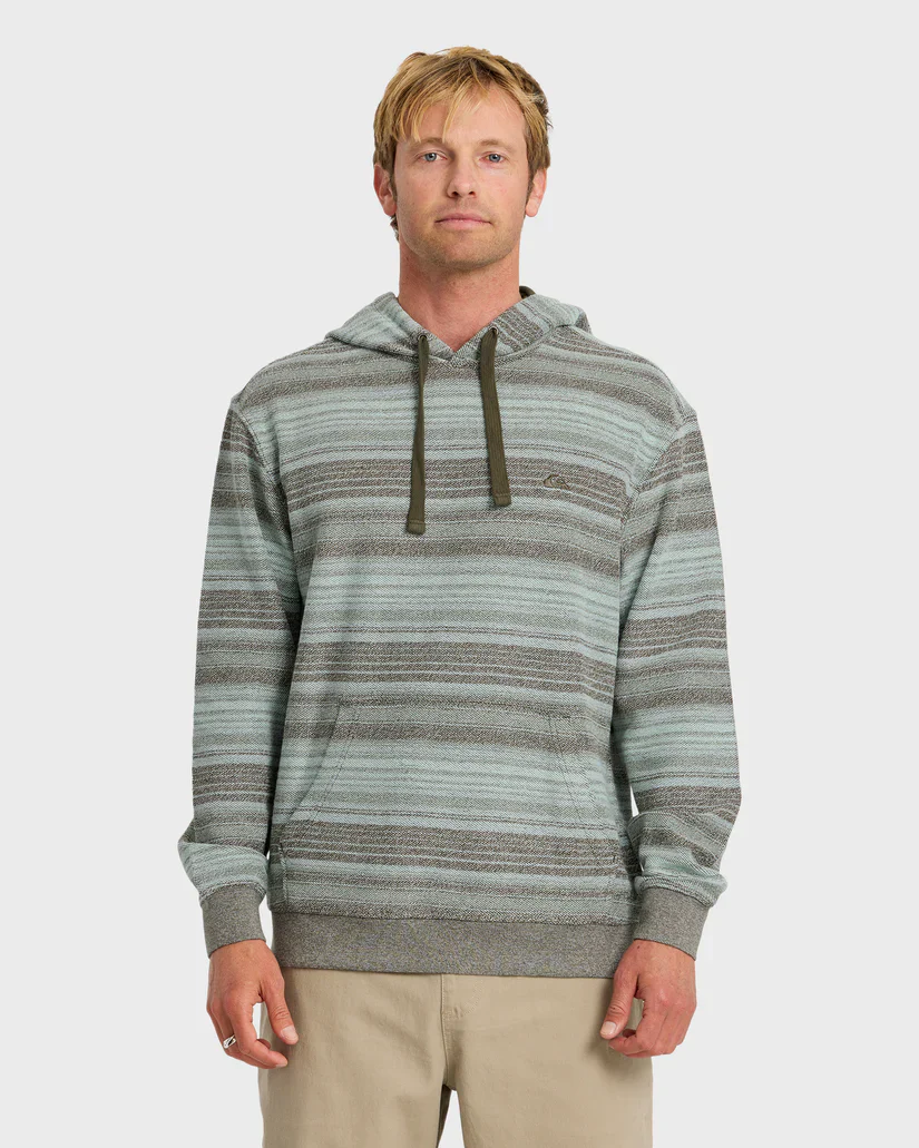 Quiksilver Great Otway Yarn-Dyed Strip Pullover Hoodie - Grape Leaf