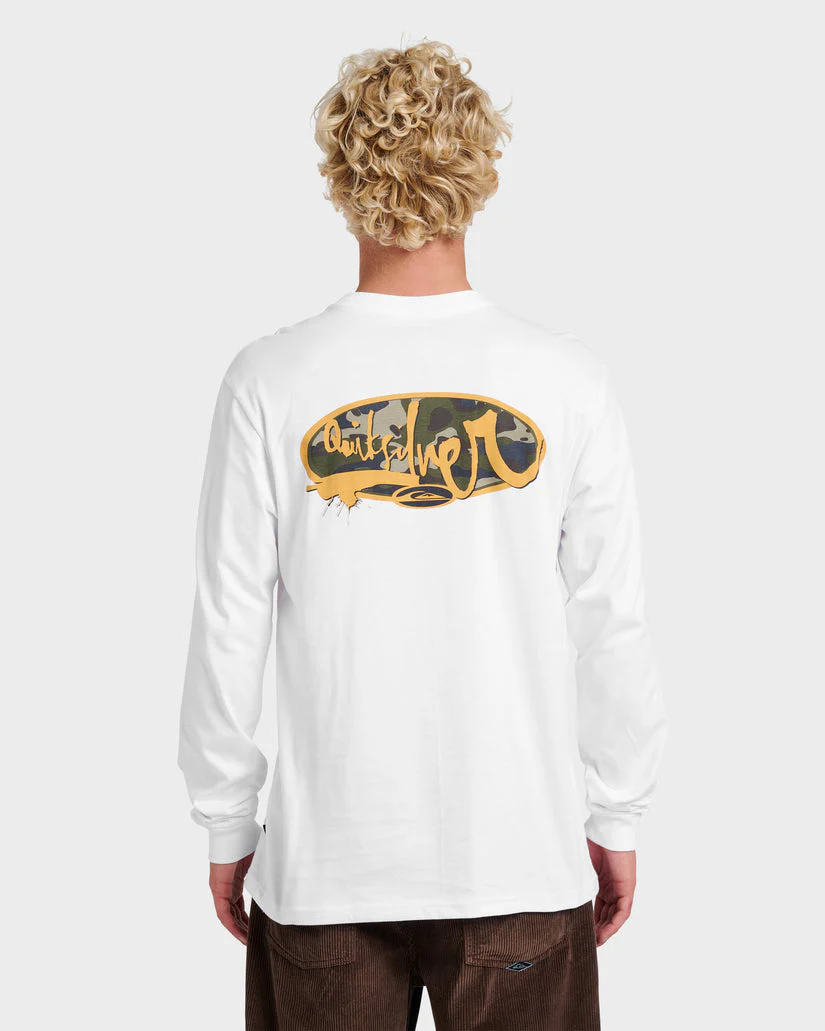 Quiksilver Impaired Camo Long Sleeve T-Shirt - White - Image 3