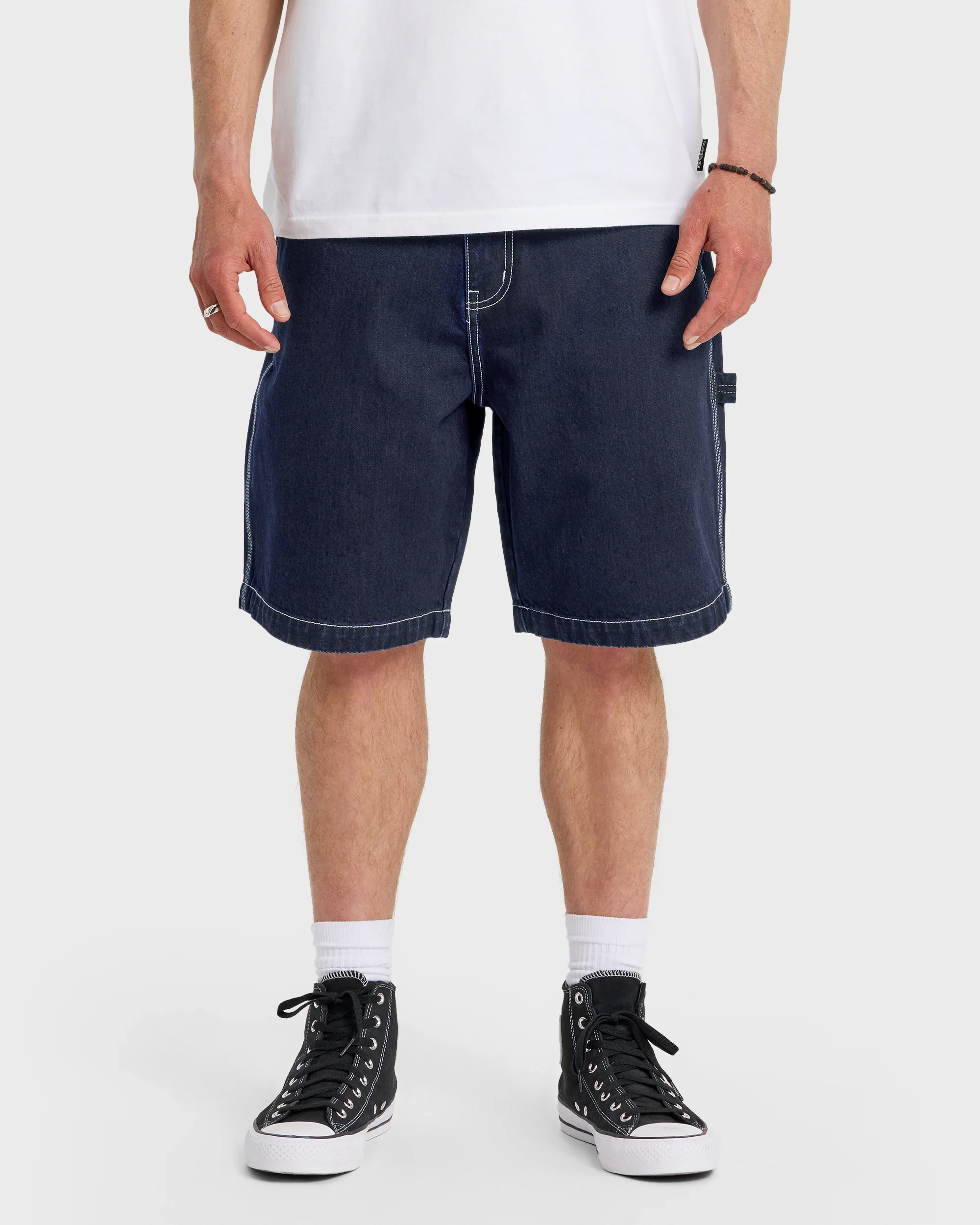Quiksilver Men's Carpenter Baggy 21" Denim Shorts - Indigo Rinse
