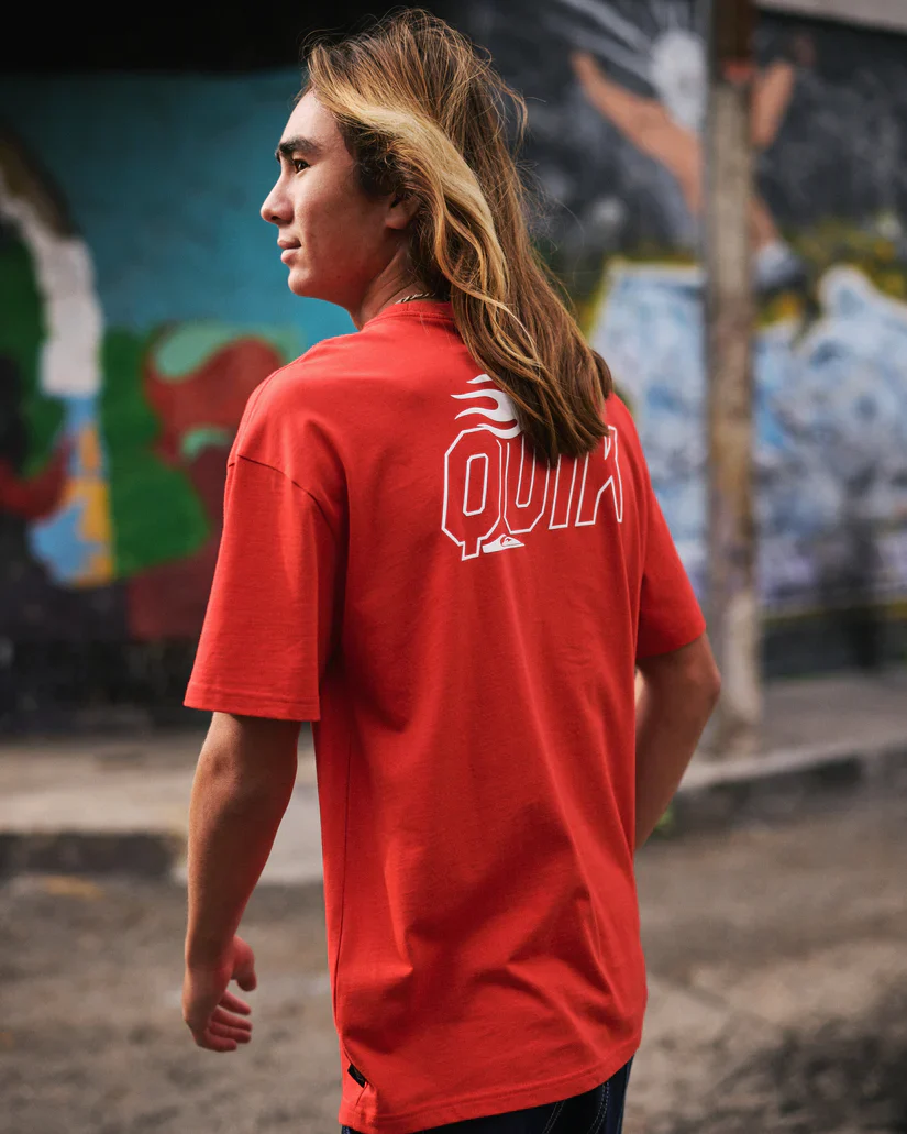 Quiksilver Stacked Mercury Oversized Heavyweight Short Sleeve T-Shirt - Salsa Rzm0