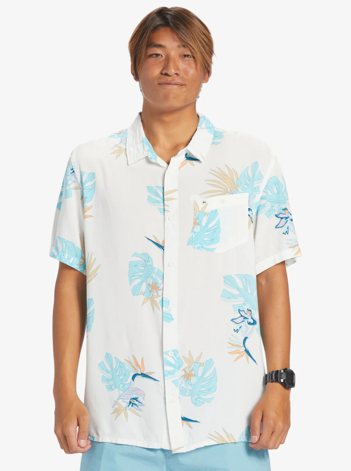 Quiksilver The Floral Short Sleeve Shirt - Snow White