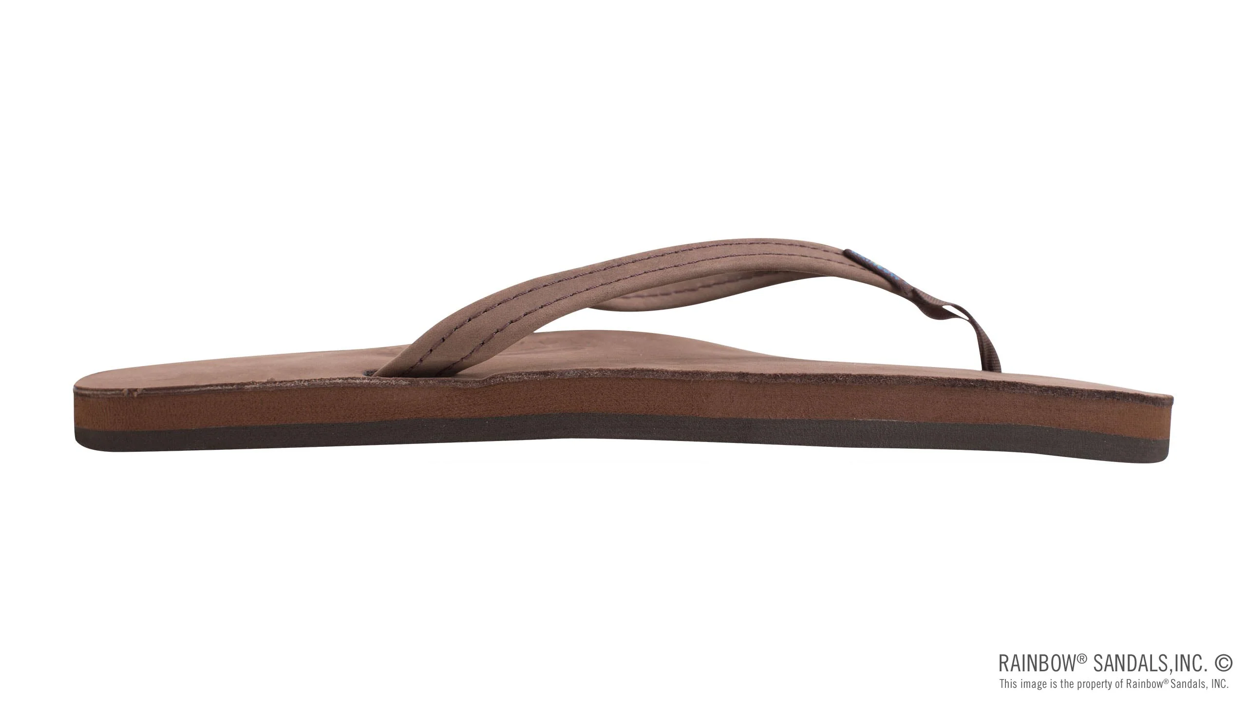 Rainbow Single Layer Premier Leather with Arch Support and a 1/2" Narrow Strap Sandals - Expresso - Image 4
