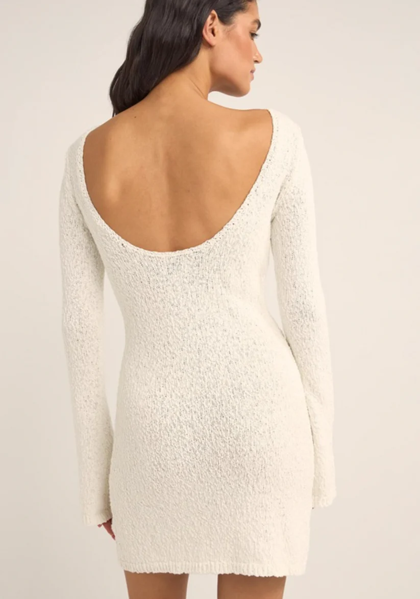 Rhythm Adele Long Sleeve Knit Dress - WHITE - Image 2