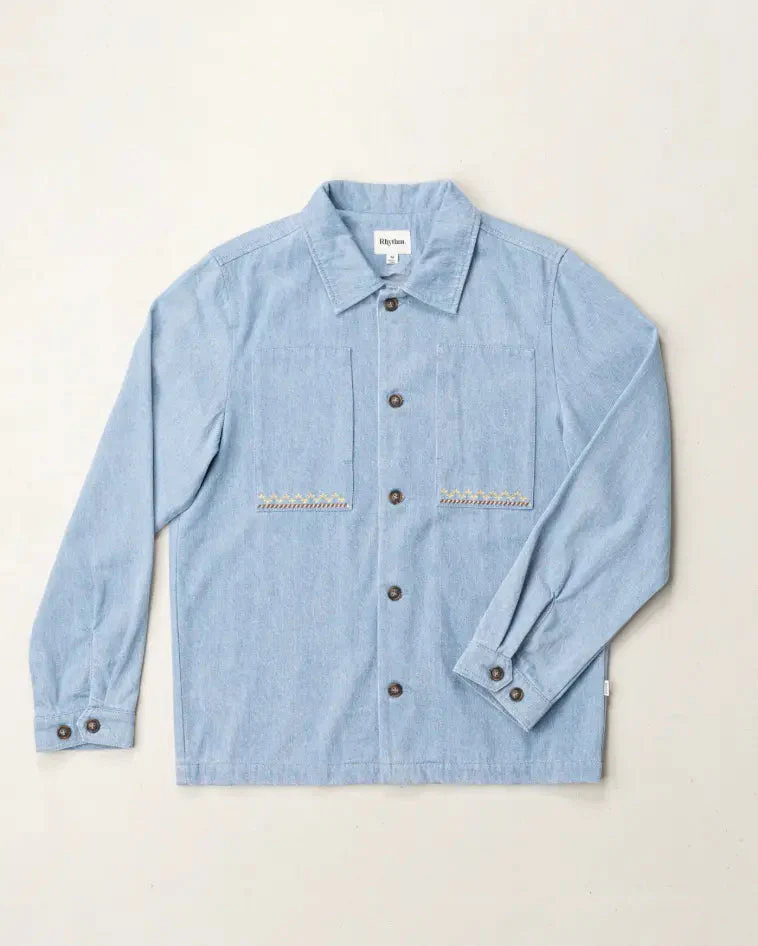 Rhythm Arguam Long Sleeve Overshirt - Stone Blue