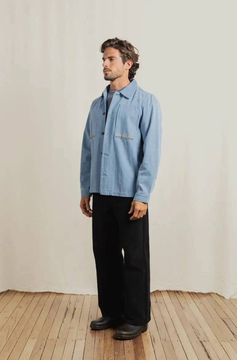 Rhythm Arguam Long Sleeve Overshirt - Stone Blue - Image 3