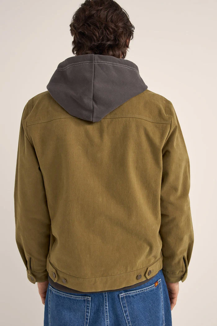 Rhythm Brushed Twill Trucker Jacket - OLIVE - Image 2