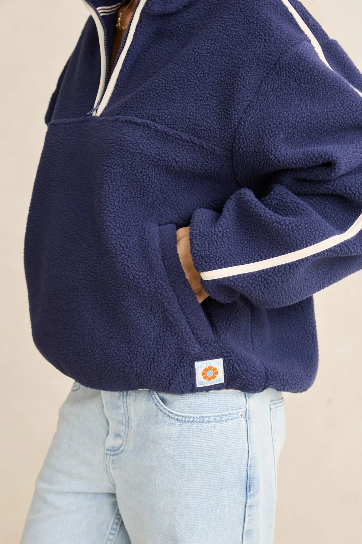 Rhythm Camp Half Zip Sherpa Pullover - Ocean - Image 3