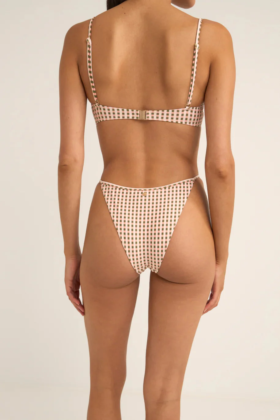 Rhythm Chloe Check Adjustable Side Hi Cut String Pant - PEACH - Image 2