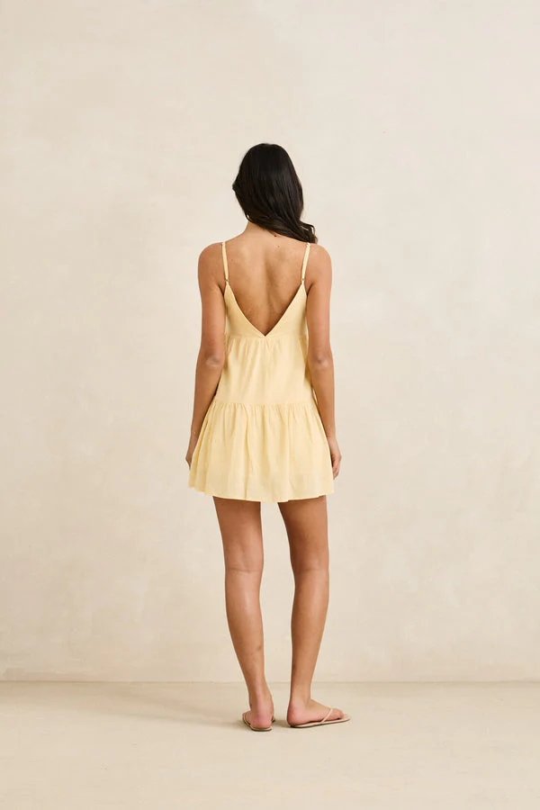 Rhythm Classic Tiered Mini Dress - Butter - Image 3