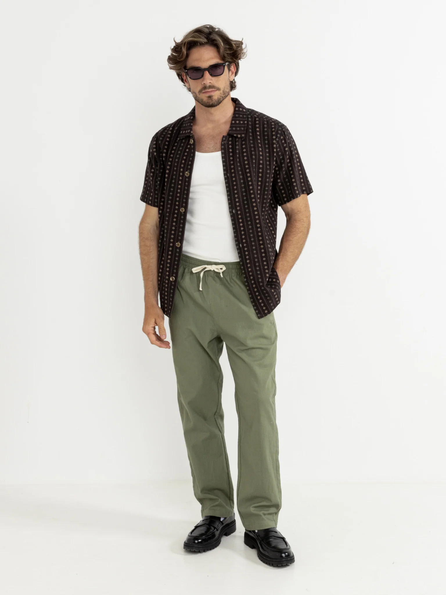 Rhythm Dakota Stripe Short Sleeve Shirt - Chocolate - Image 3