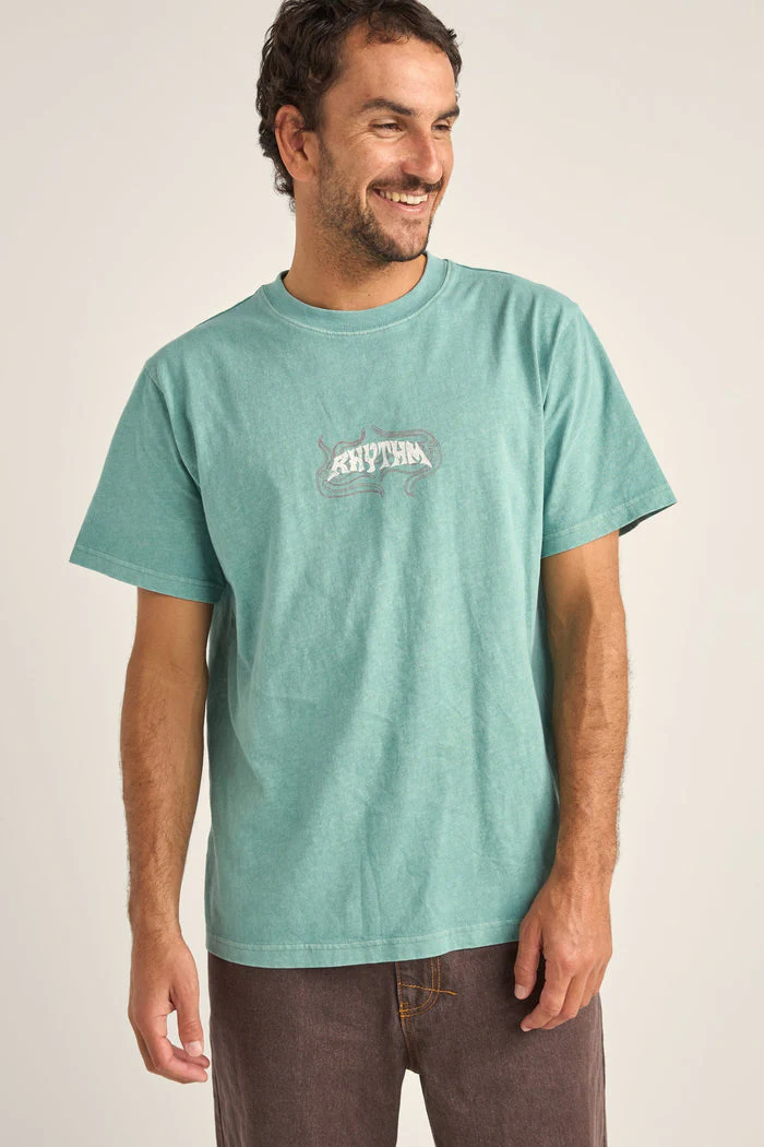 Rhythm Dos Soles Vintage Ss T-Shirt - GREEN