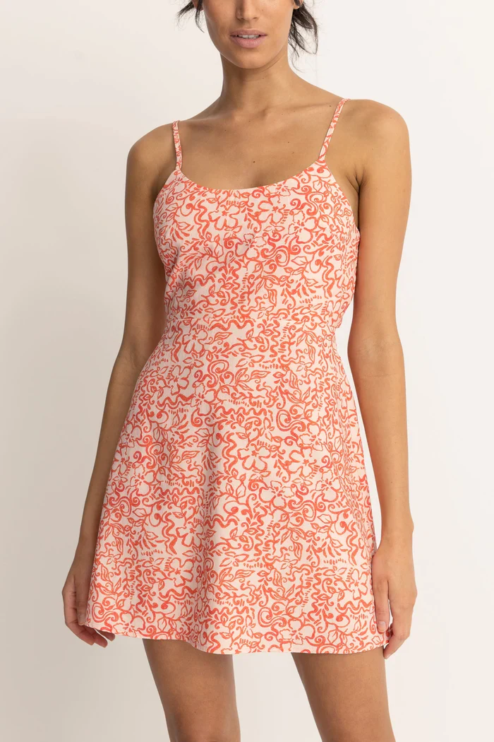 Rhythm Islander Floral Mini Dress - CORAL
