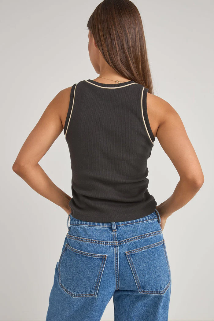 Rhythm Embroidered Rhythm Rib Tank Top - VINTAGE BLACK - Image 2