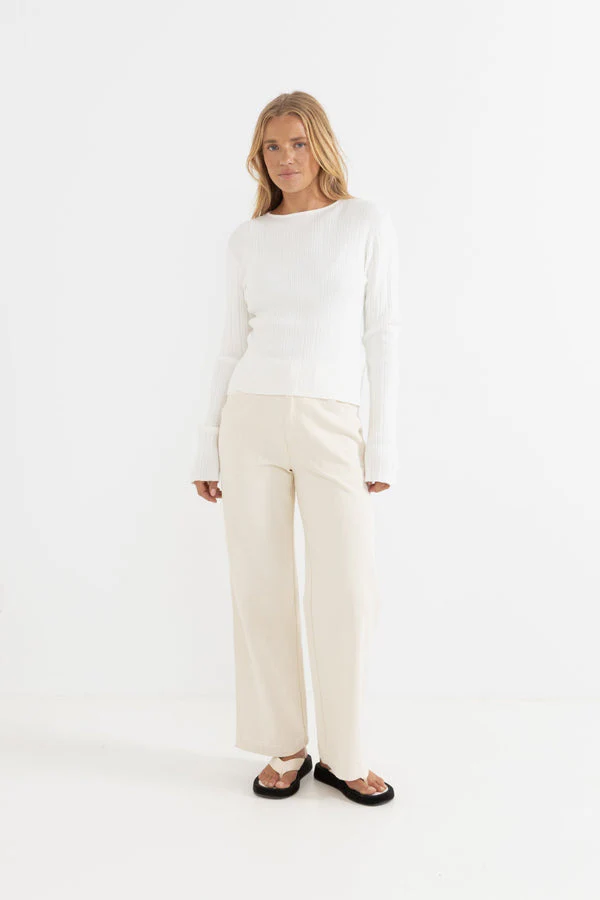 Rhythm Essential Long Sleeve Knit Top - Cream