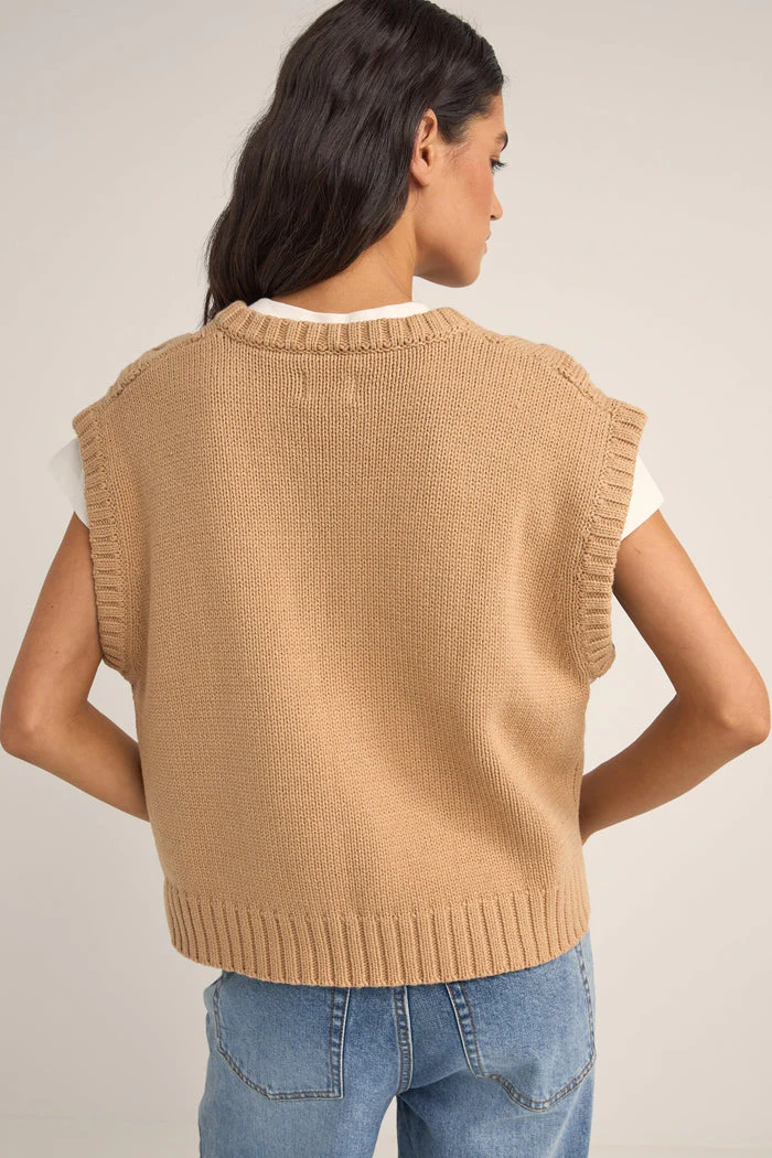 Rhythm Finley Cable Knit Vest - SAND - Image 2