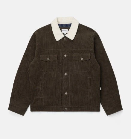 Rhythm Flannel Lined Cord Trucker Jacket - Chocolate