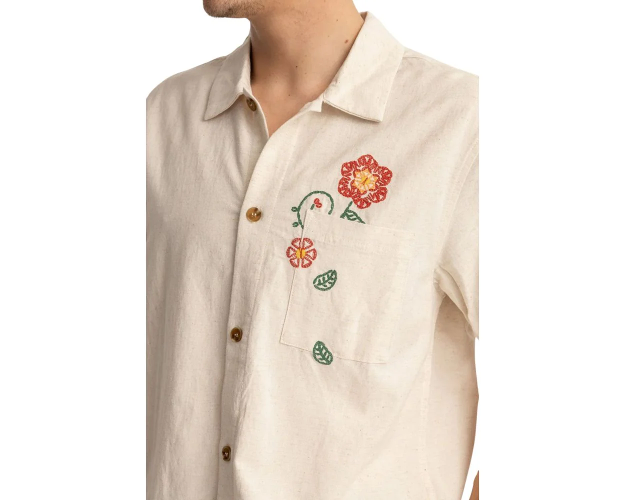 Rhythm Flower Embroidery Shirt - Natural - Image 2