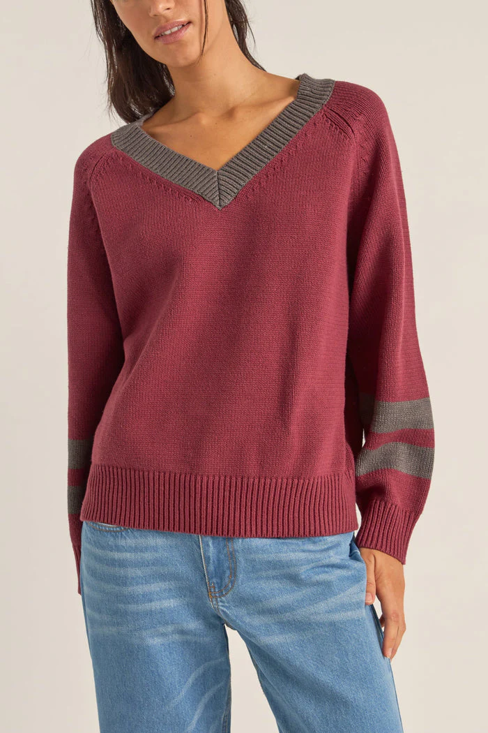 Rhythm Gatwick V Neck Sweater - RED