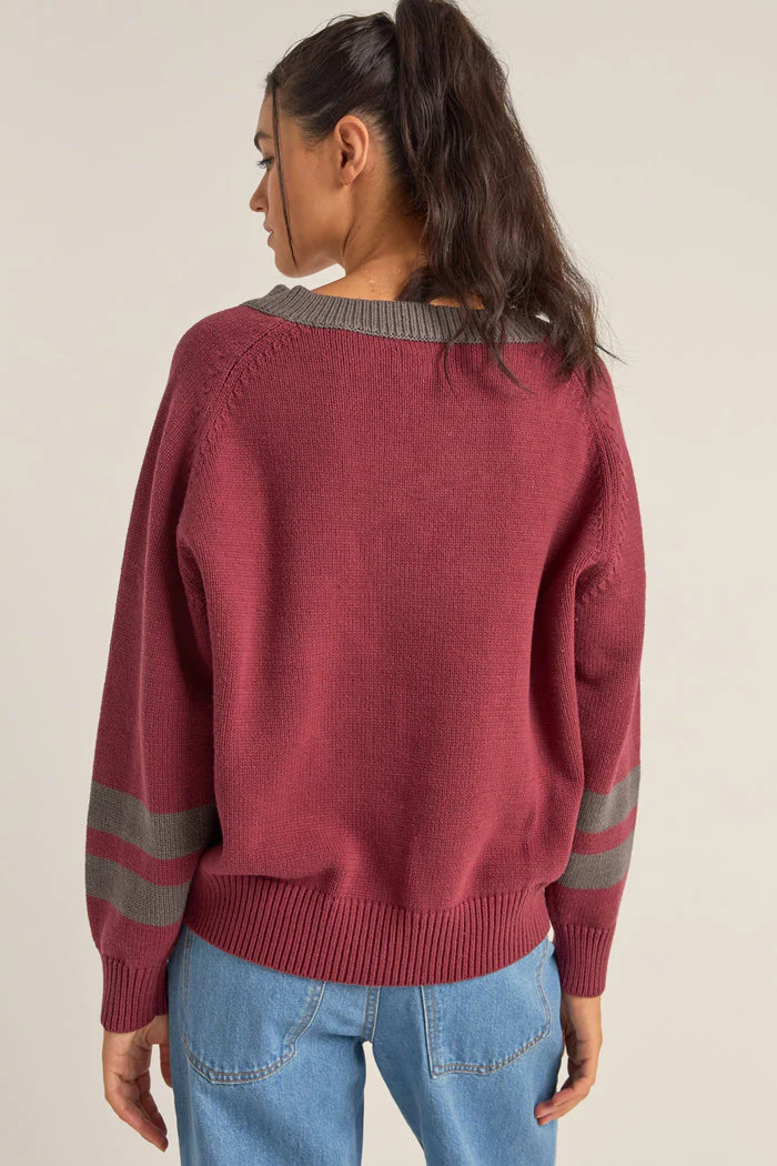 Rhythm Gatwick V Neck Sweater - RED - Image 2