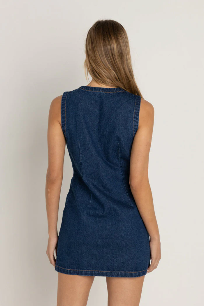 Rhythm Gia Denim Dress - BLUE WASH - Image 2