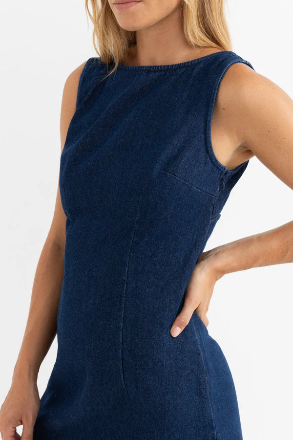 Rhythm Kendrick Denim Mini Dress - Dark Wash - Image 2
