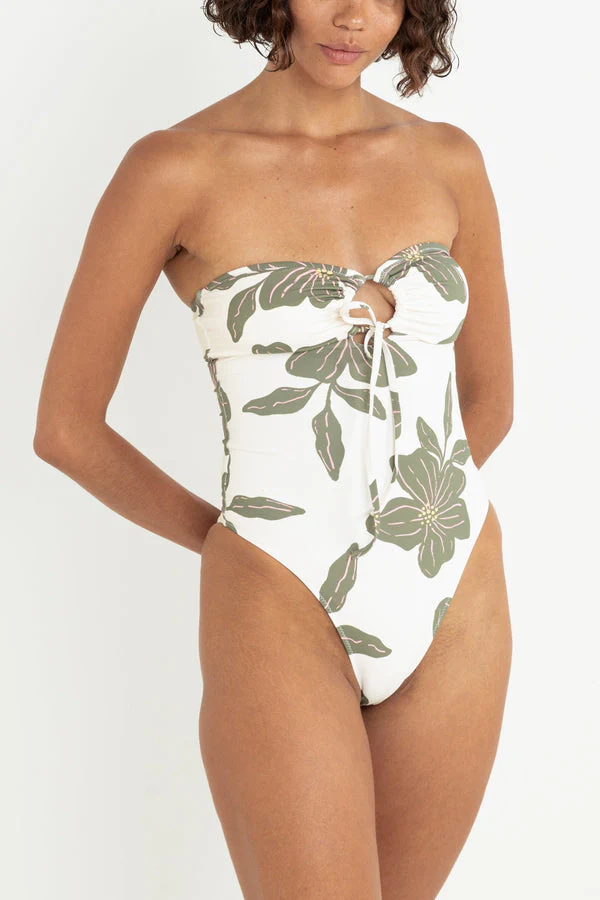 Rhythm Kia Floral Tie Front One Piece - Green - Image 2
