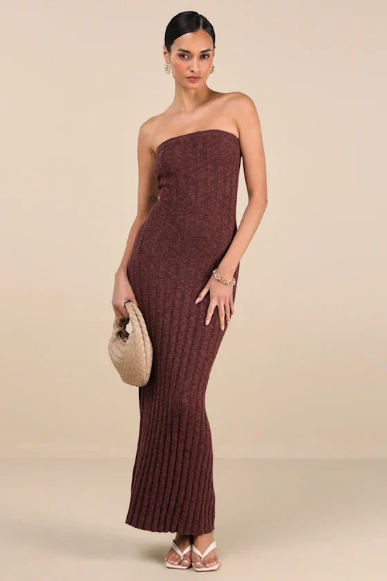 Rhythm Koko Strapless Knit Dress - CHOCOLATE
