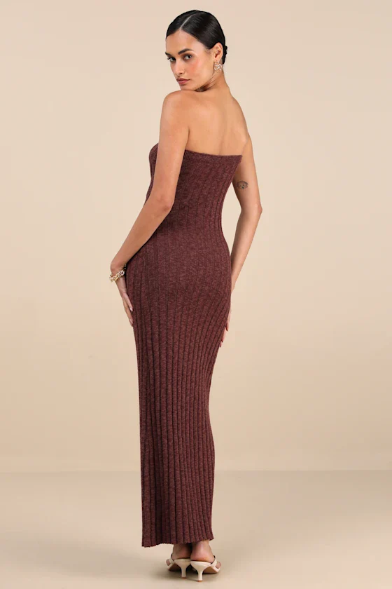 Rhythm Koko Strapless Knit Dress - CHOCOLATE - Image 2