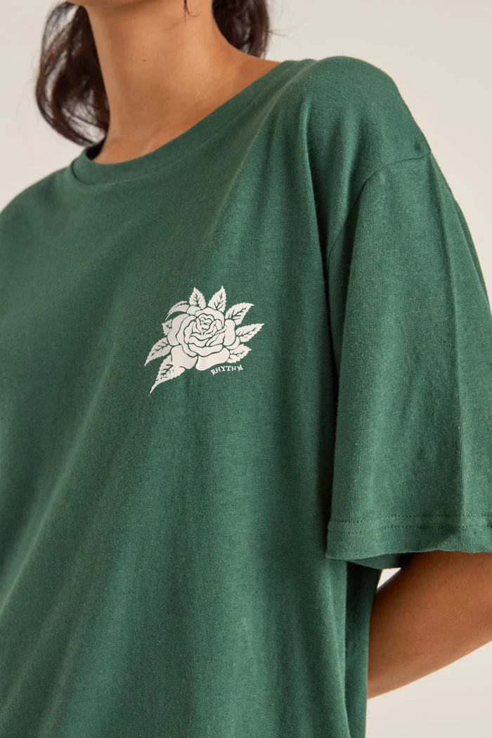 Rhythm La Rosa Oversized T-Shirt - GREEN - Image 3