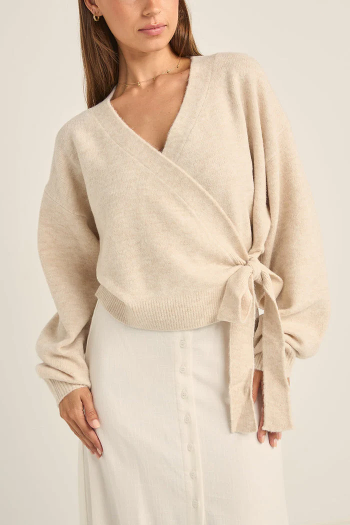 Rhythm Lexie Wrap Front Knit - NATURAL