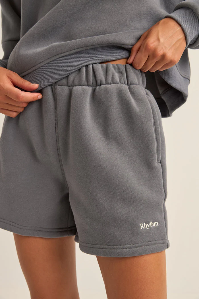 Rhythm Logo Fleece Shorts - CHARCOAL - Image 2