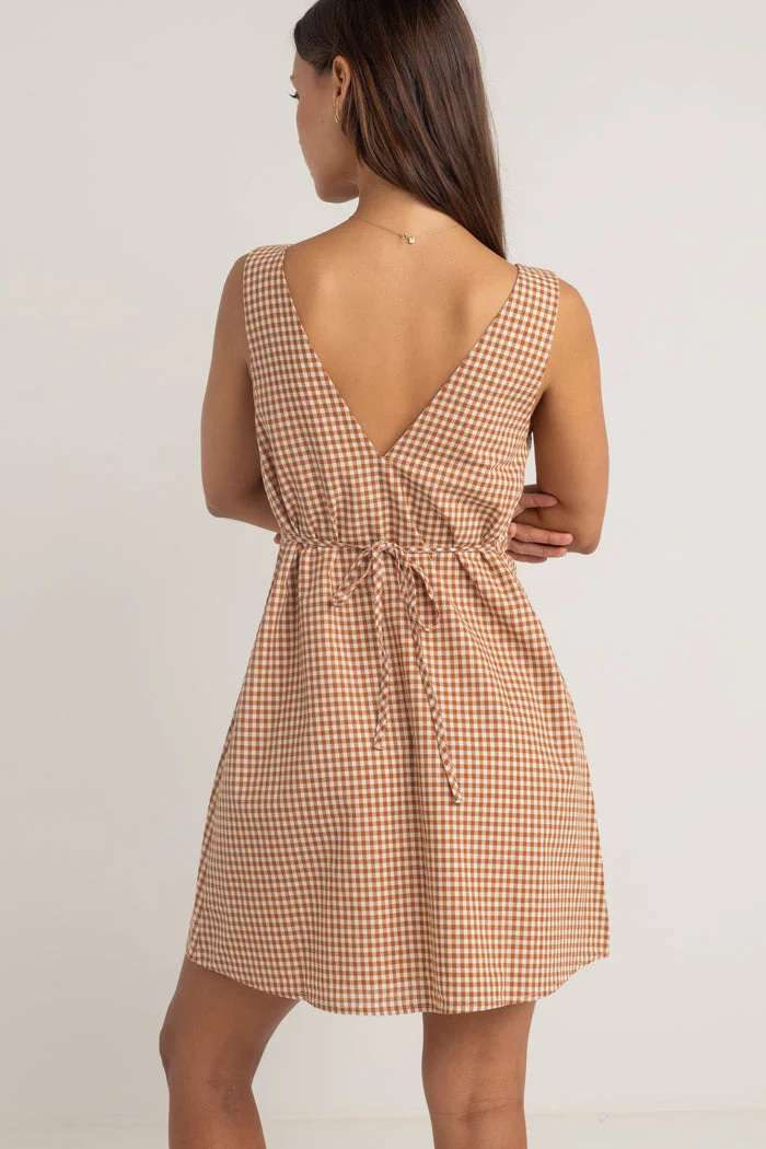 Rhythm Lola Check Mini Dress - DUSTY PINK - Image 2
