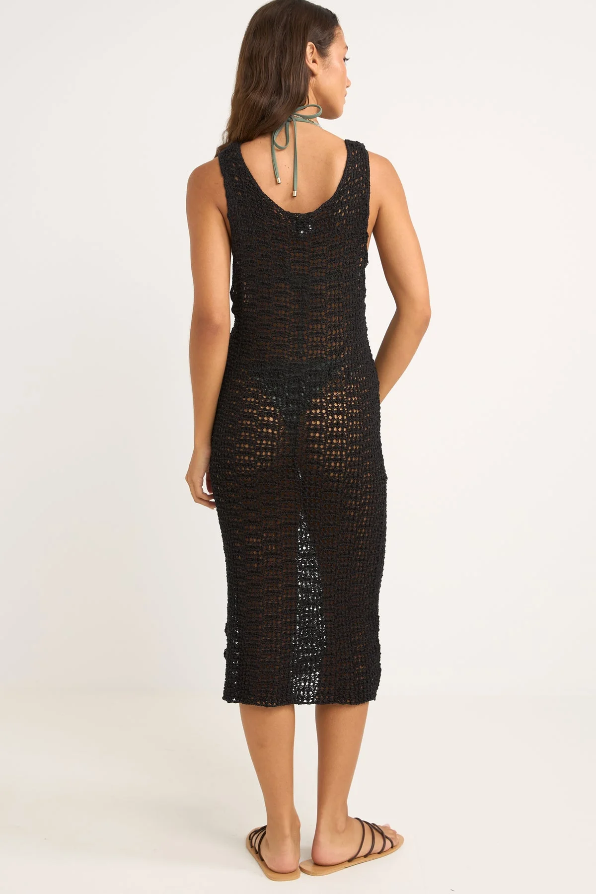 Rhythm Maddie Knit Scoop Neck Midi Dress - BLACK - Image 2
