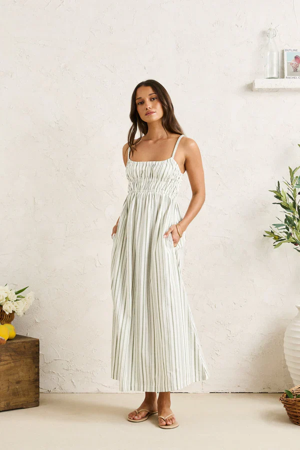 Rhythm Mallorca Stripe Midi Dress - Palm - Image 2