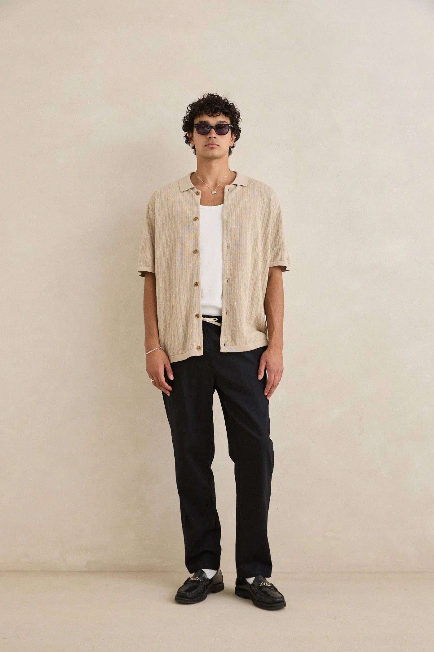 Rhythm Men's Textured Knit Ss Shirt Stone - Stone - Image 2