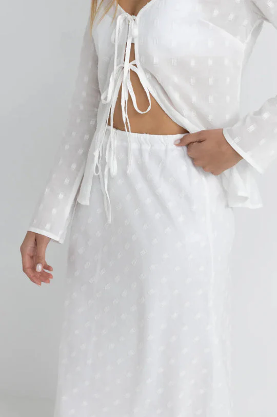 Rhythm Mirage Bias Cut Maxi Skirt - White - Image 2