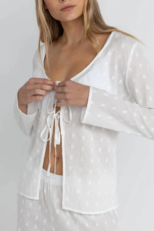 Rhythm Mirage Long Sleeve Cardigan - White