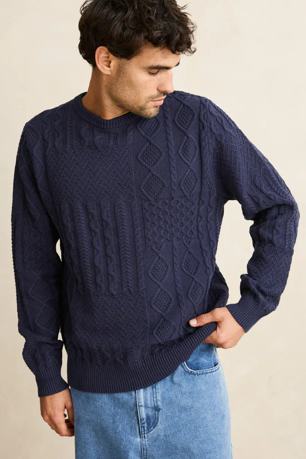 Rhythm Patchwork Sweater - Vintage Navy - Image 4