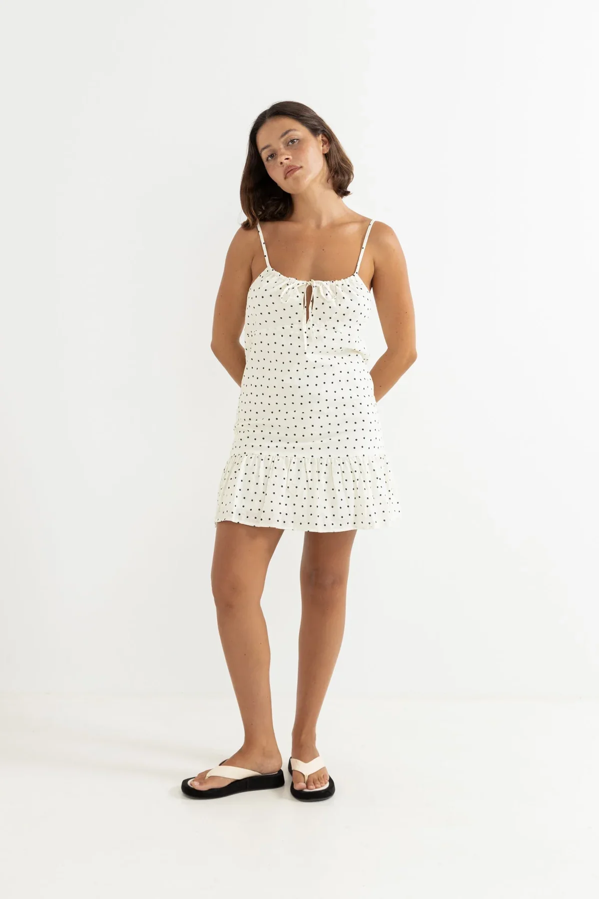 Rhythm Polka Dot Mini Dress - Cream