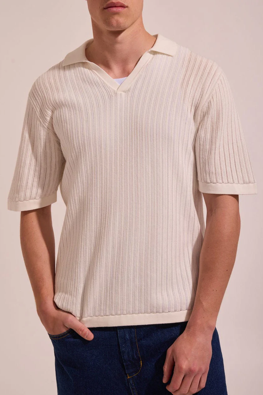 Rhythm Relaxed Knit Short Sleeve Polo - NATURAL