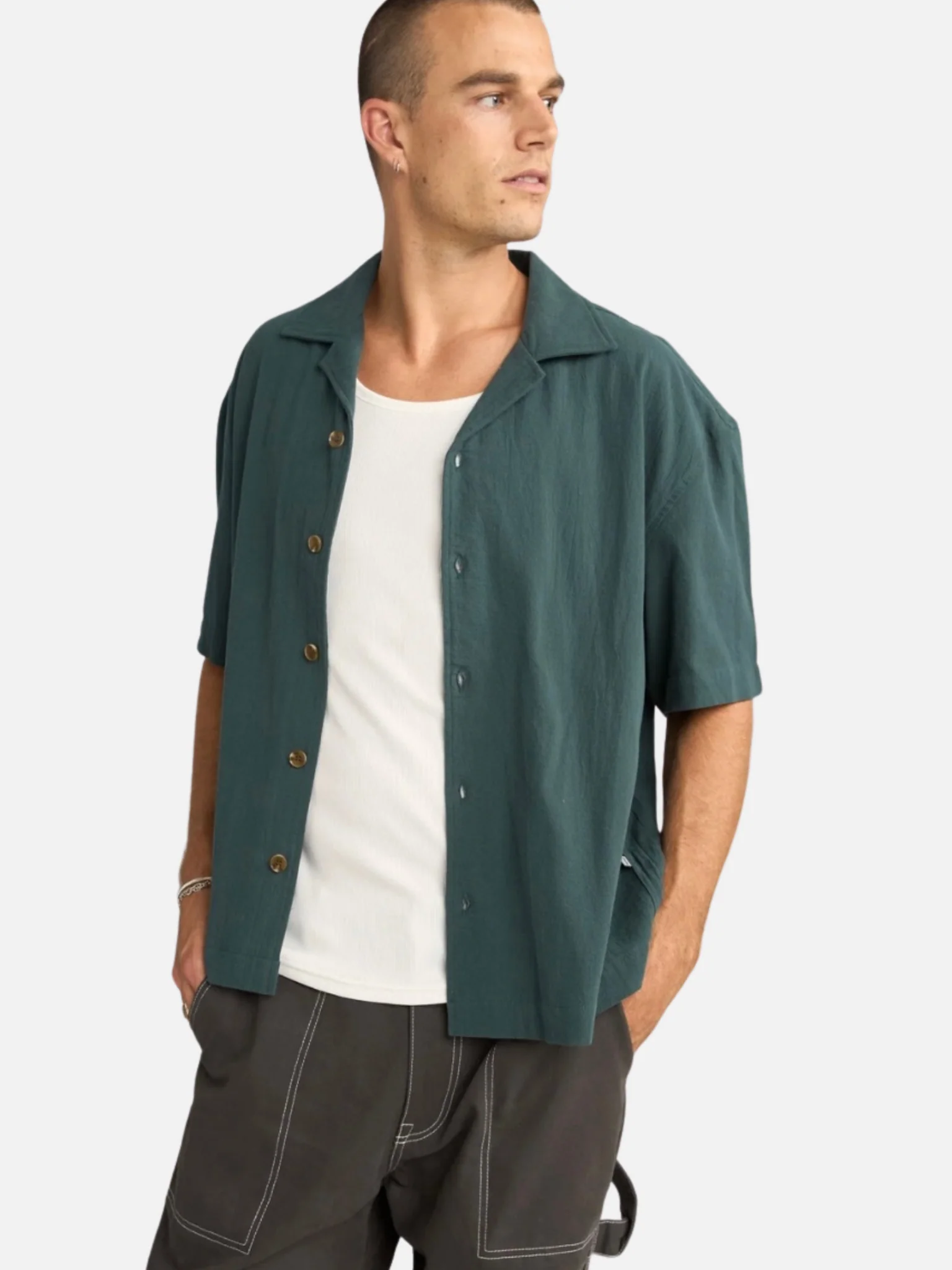 Rhythm Relaxed Texture Shirt - Teal - Image 2