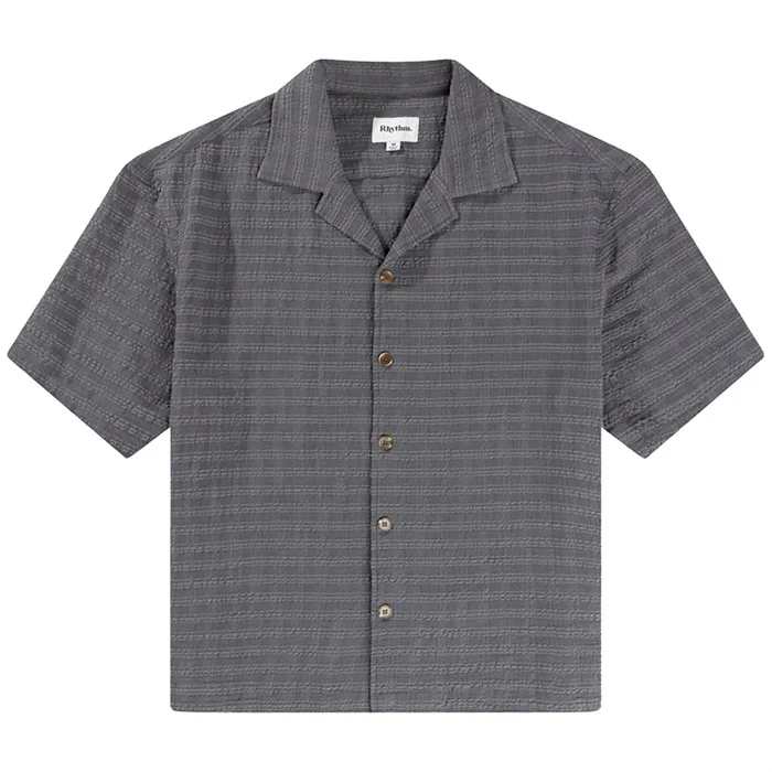 Rhythm RELAXED TEXTURED STRIPE SHIRT - CHARCOAL