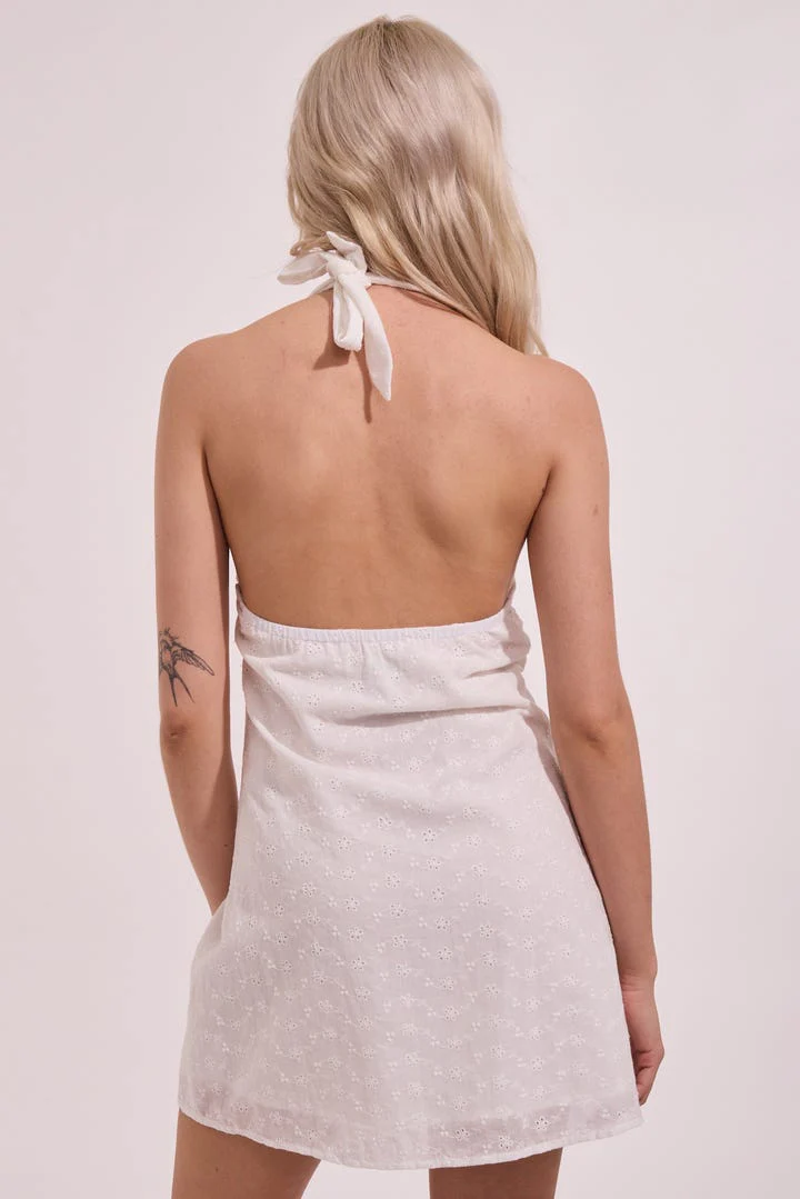 Rhythm Rosetta Halter Mini Dress - WHITE - Image 2