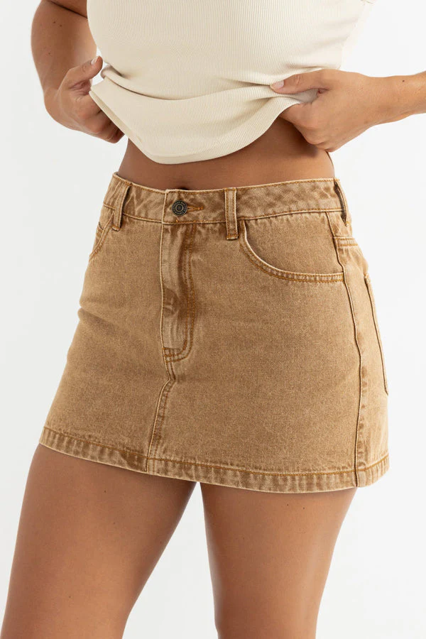 Rhythm Ruby Mini Skirt - Washed Sand