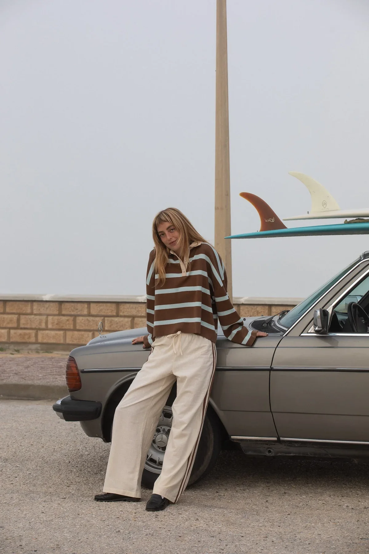 Rhythm Rugby Polo Knit Sweater - Brown - Image 2