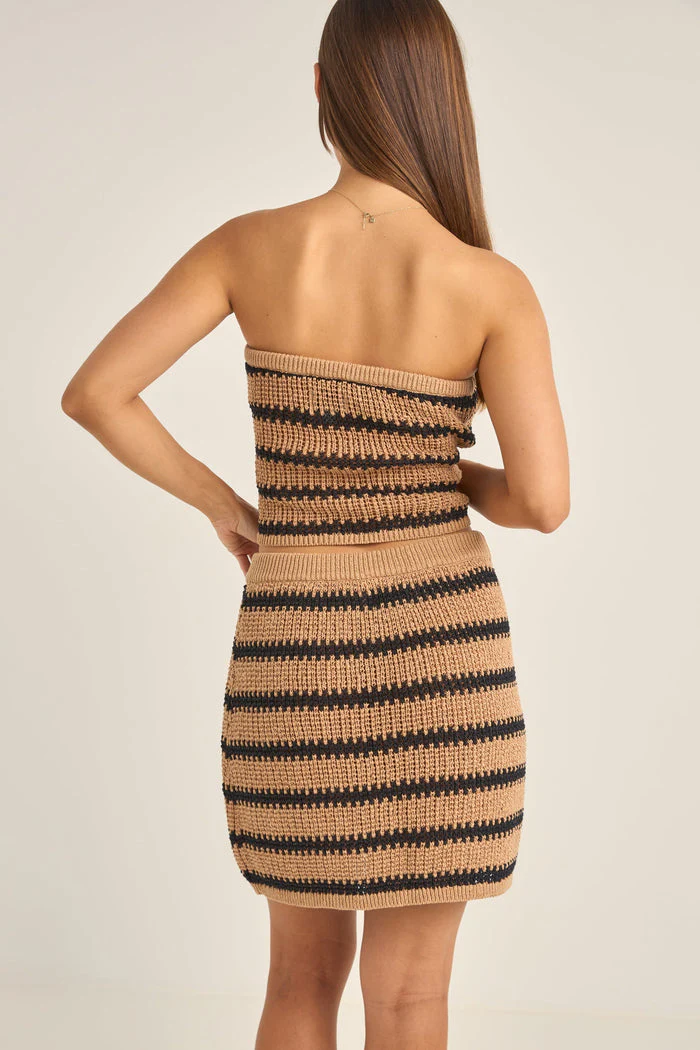 Rhythm Sol Stripe Strapless Knit Top - BLACK - Image 2