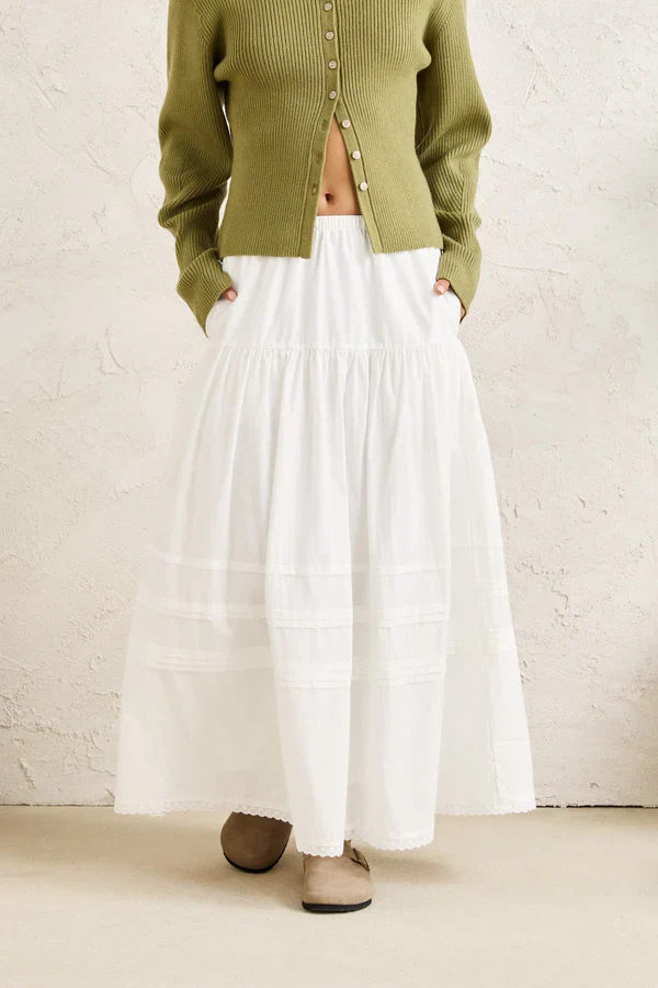 Rhythm Solene Ruffle Midi Skirt - White - Image 2