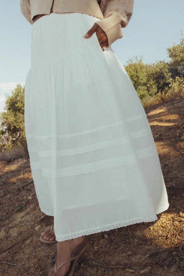 Rhythm Solene Ruffle Midi Skirt - White - Image 3